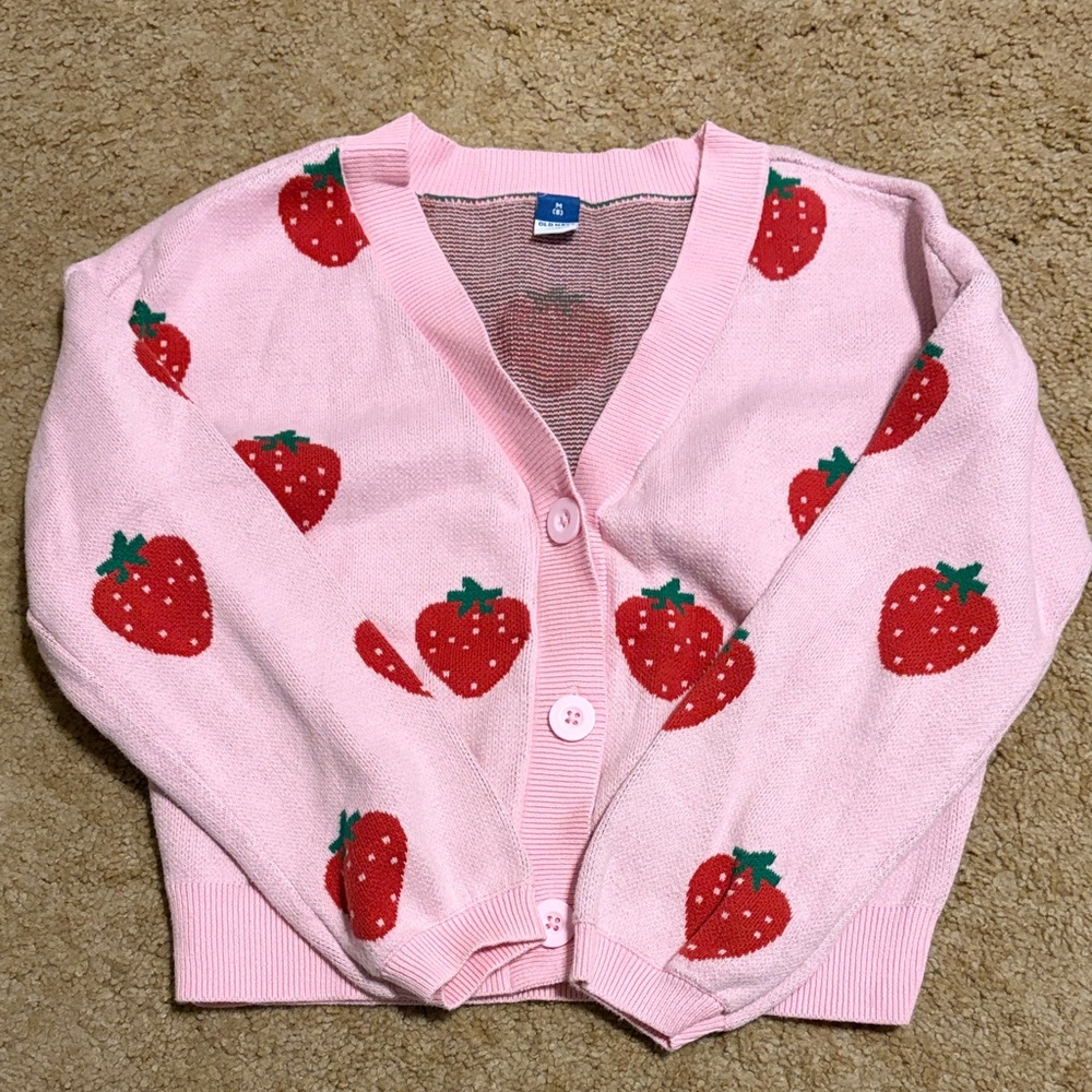 Old Navy Pink Strawberry Cardigan